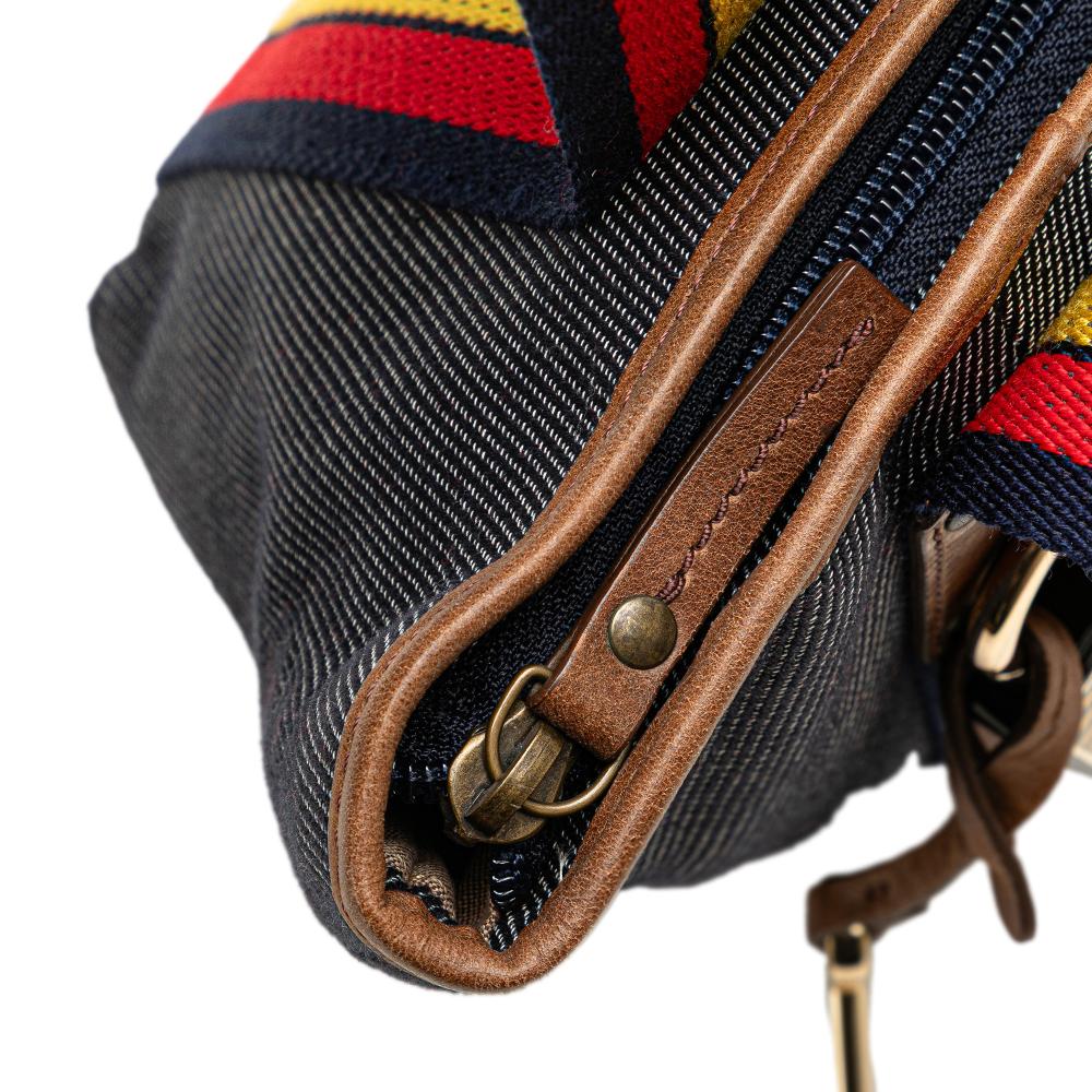 Fendi B Fendi Blue Denim Denim Fabric Mini Lock Shopping Tote Italy