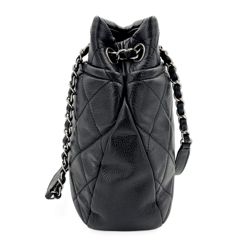 Chanel Tote Shoulder Bag Matelassè Caviar Leather Black