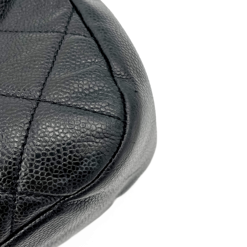 Chanel Tote Shoulder Bag Matelassè Caviar Leather Black