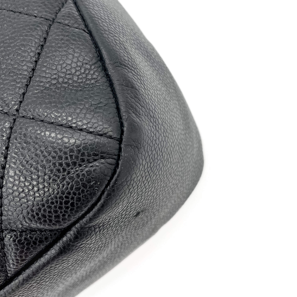 Chanel Tote Shoulder Bag Matelassè Caviar Leather Black