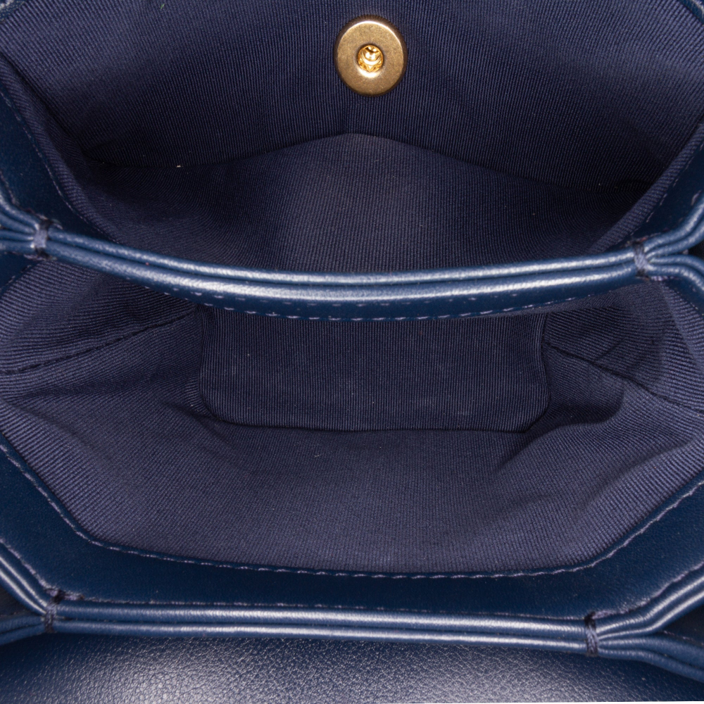 Chanel Pearl Jewel Quilted Calfskin Leather Flap Crossbody Blue