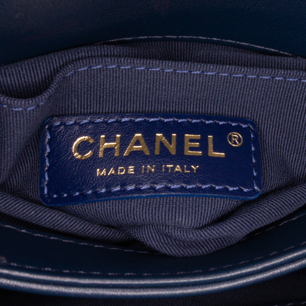 Chanel Pearl Jewel Quilted Calfskin Leather Flap Crossbody Blue