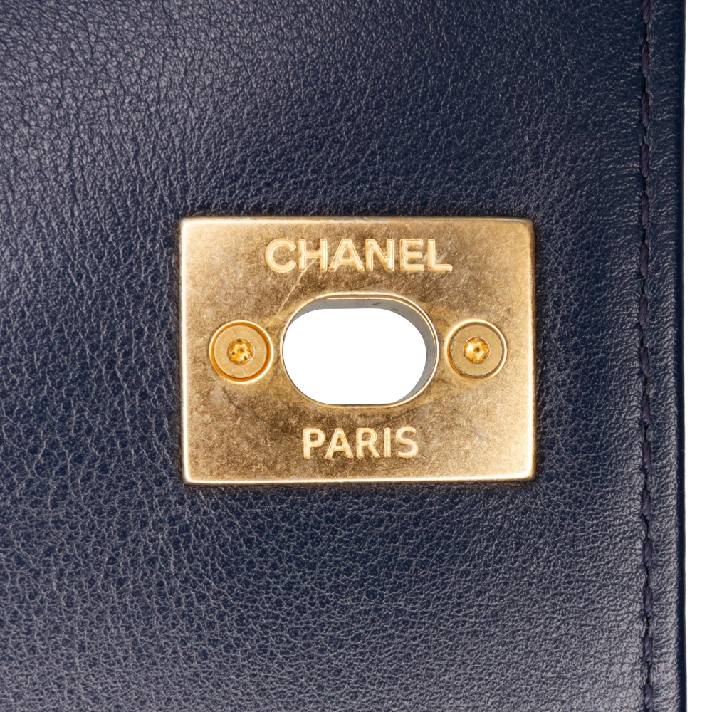 Chanel Pearl Jewel Quilted Calfskin Leather Flap Crossbody Blue