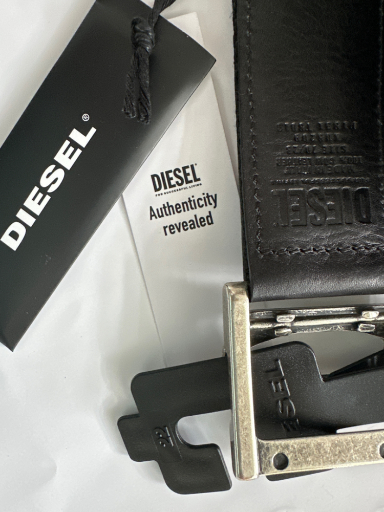 Diesel Schwarzer Textil- und Ledergürtel