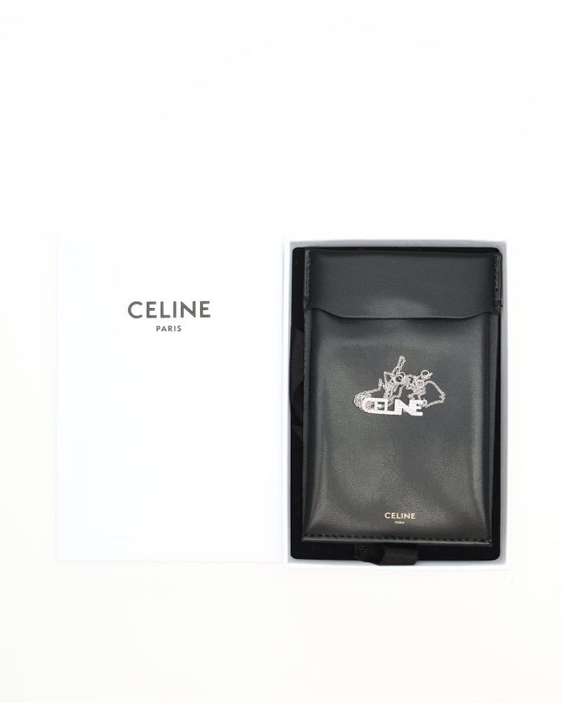 Celine Céline Logo Rhinestone Necklace