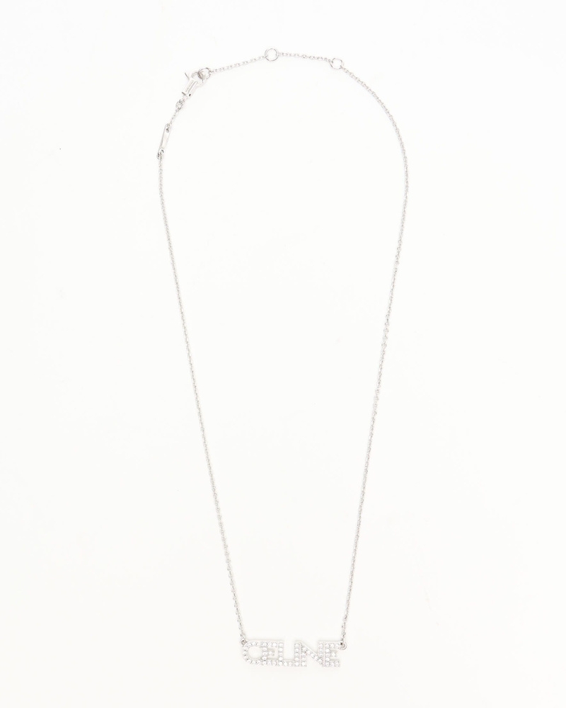 Celine Céline Logo Rhinestone Necklace