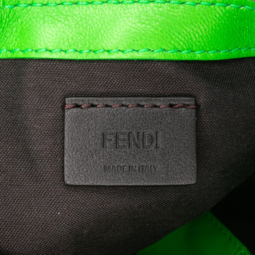 Fendi B Fendi Green Lime Calf Leather Mini Zucca Embossed Baguette Satchel Italy