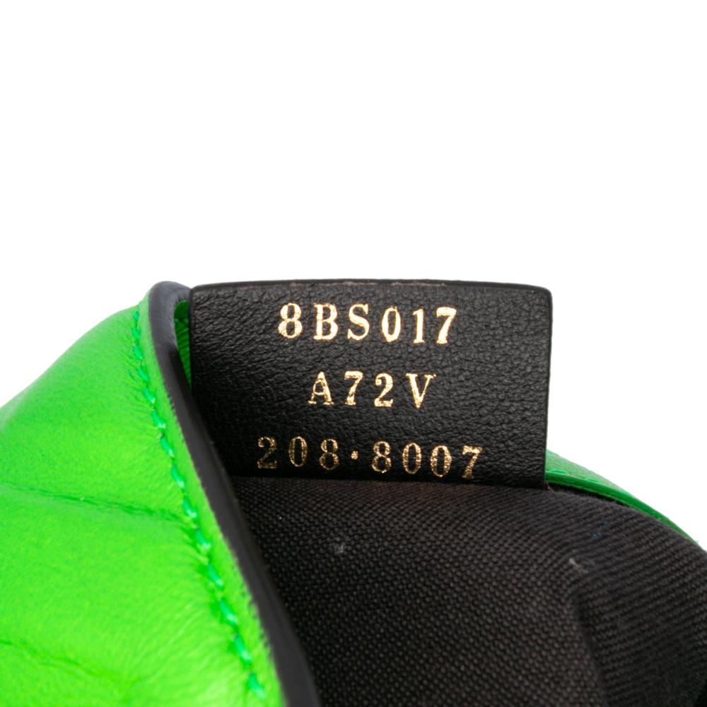 Fendi B Fendi Green Lime Calf Leather Mini Zucca Embossed Baguette Satchel Italy