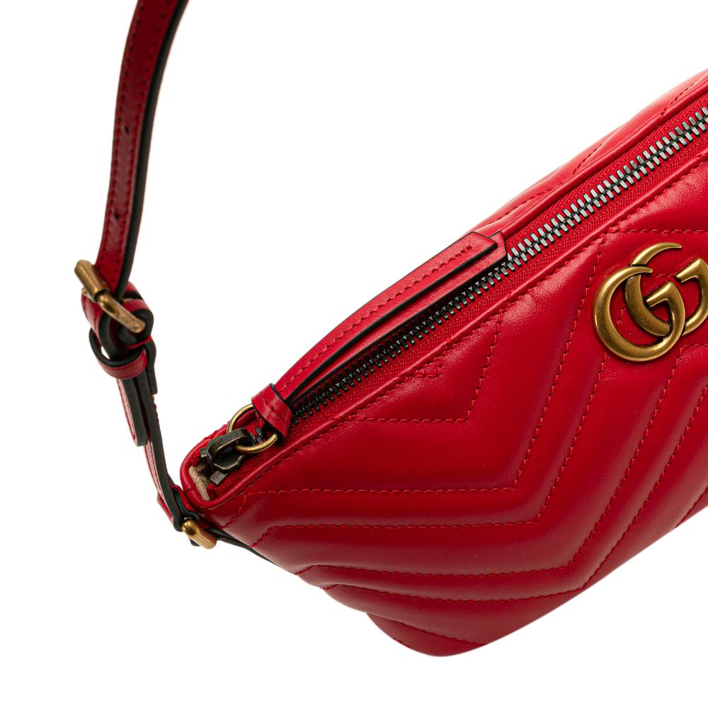 Gucci AB Gucci Red Calf Leather GG Marmont Matelasse Shoulder Bag Italy