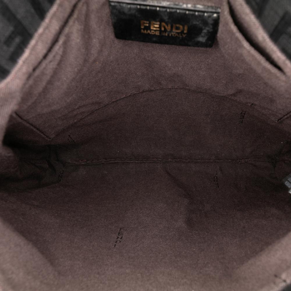 Fendi B Fendi Black Coated Canvas Fabric Zucchino Spalmati Crossbody Italy