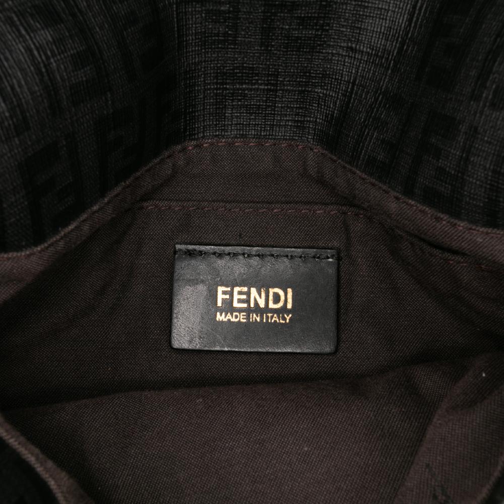 Fendi B Fendi Black Coated Canvas Fabric Zucchino Spalmati Crossbody Italy
