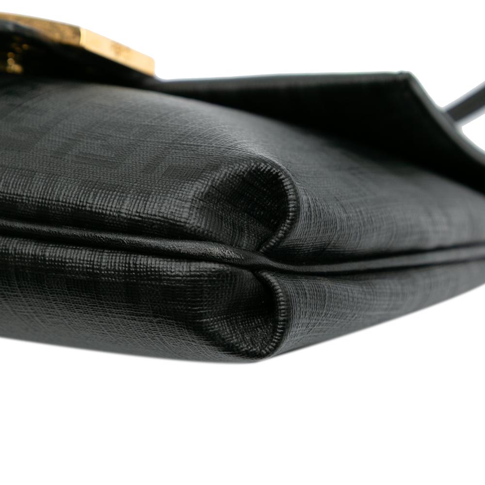 Fendi B Fendi Black Coated Canvas Fabric Zucchino Spalmati Crossbody Italy