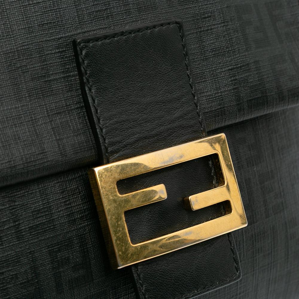 Fendi B Fendi Black Coated Canvas Fabric Zucchino Spalmati Crossbody Italy