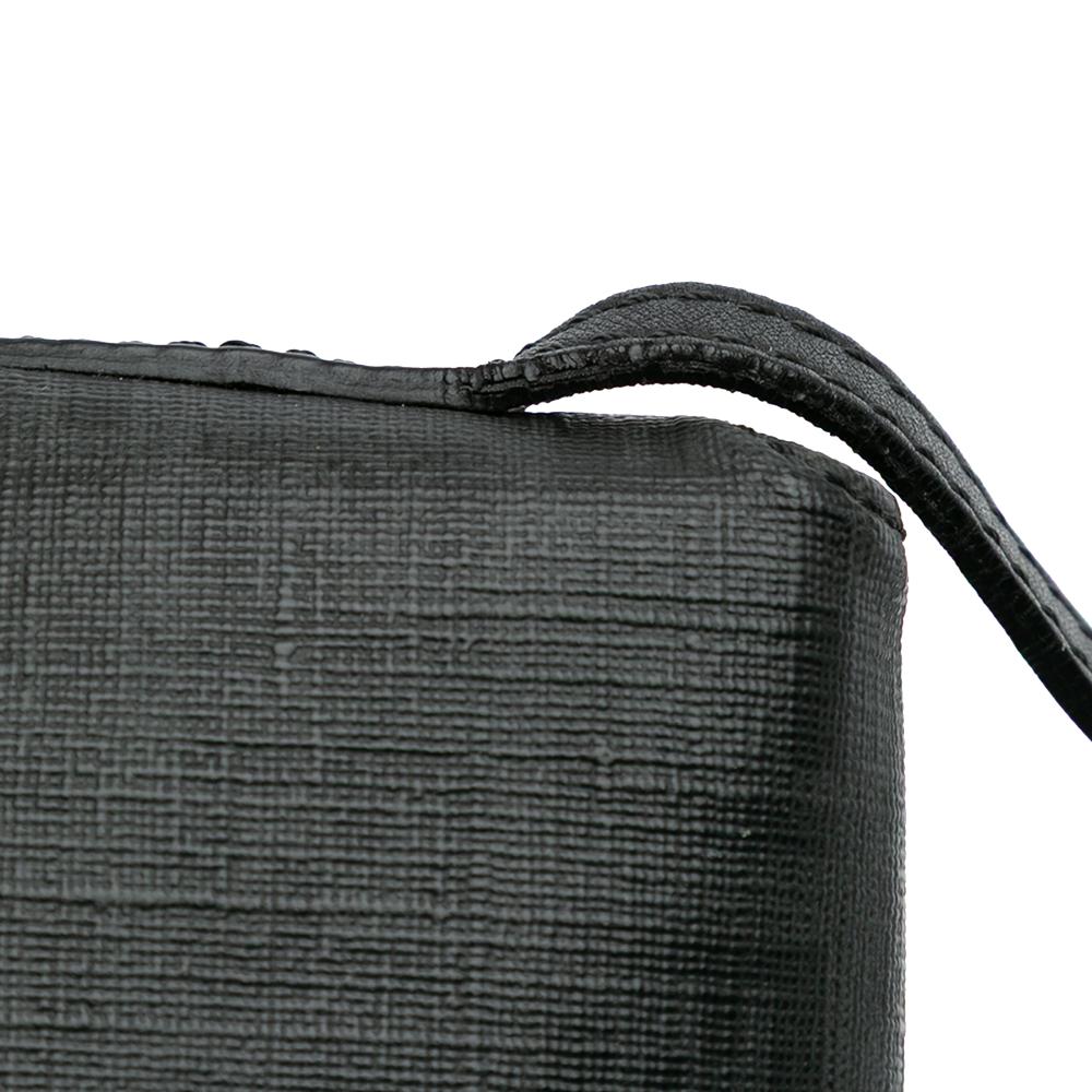 Fendi B Fendi Black Coated Canvas Fabric Zucchino Spalmati Crossbody Italy
