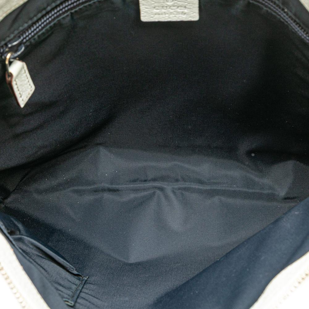 Gucci B Gucci White Coated Canvas Fabric GG Supreme Web Crossbody Italy