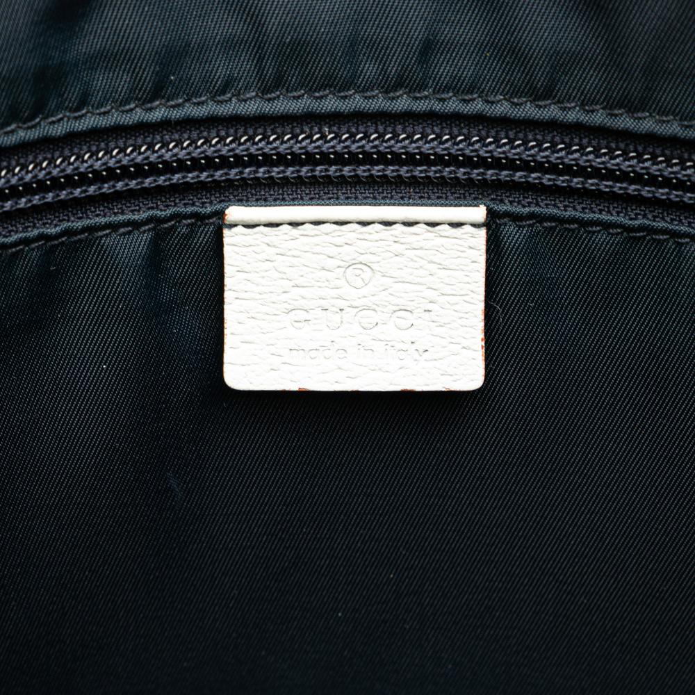 Gucci B Gucci White Coated Canvas Fabric GG Supreme Web Crossbody Italy