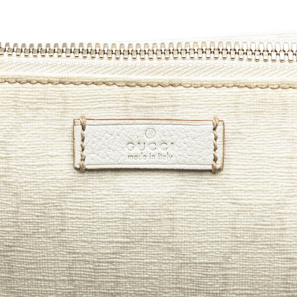 Gucci B Gucci White Coated Canvas Fabric GG Supreme Web Crossbody Italy