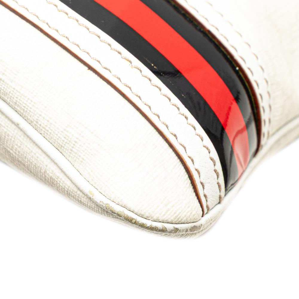 Gucci B Gucci White Coated Canvas Fabric GG Supreme Web Crossbody Italy