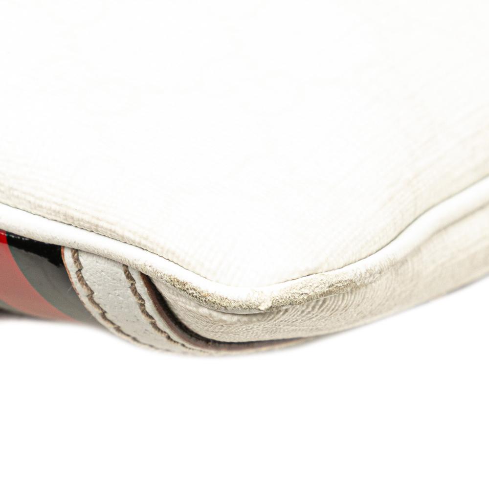 Gucci B Gucci White Coated Canvas Fabric GG Supreme Web Crossbody Italy