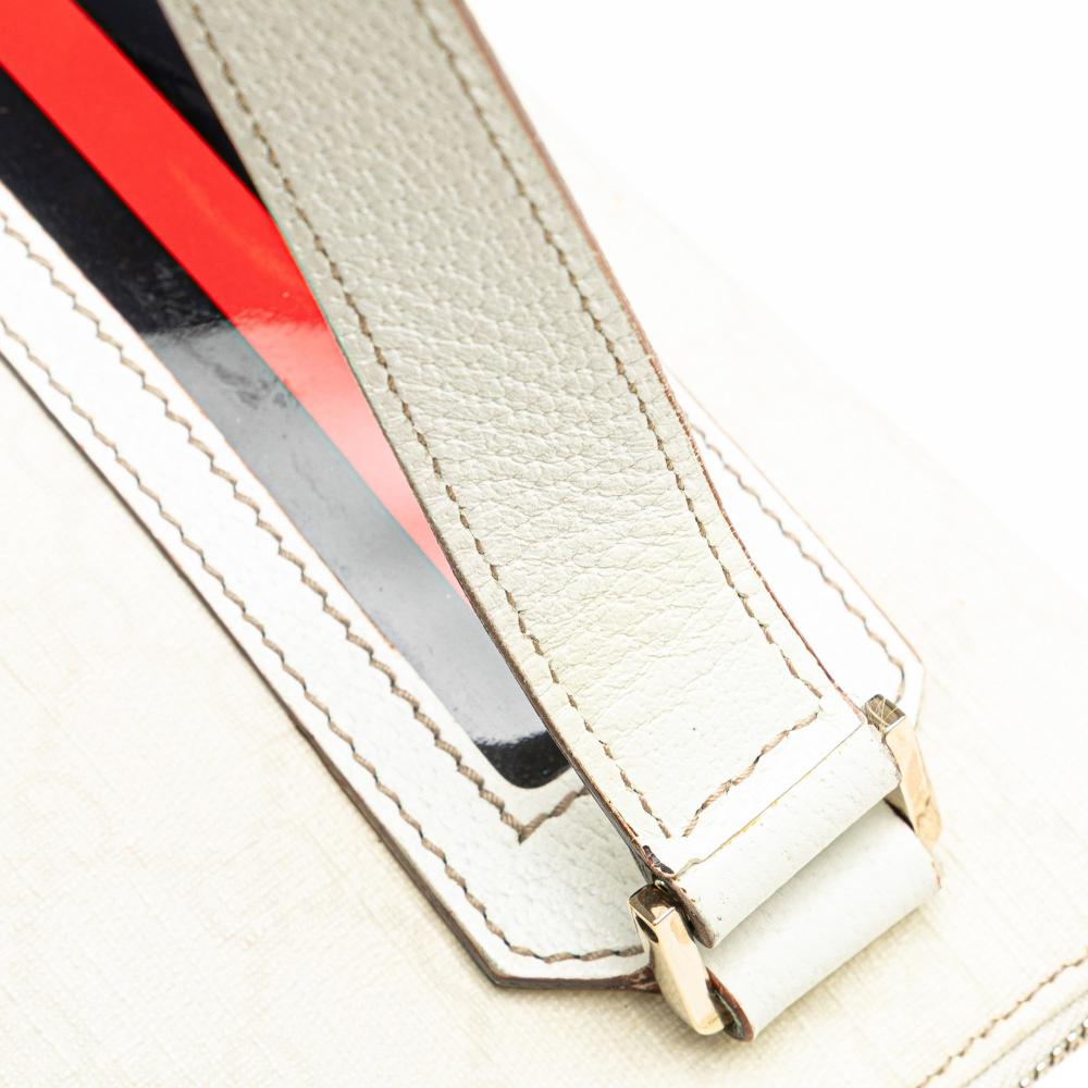 Gucci B Gucci White Coated Canvas Fabric GG Supreme Web Crossbody Italy