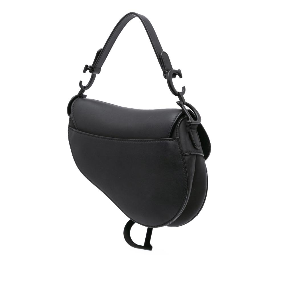 Christian Dior B Dior Black Calf Leather Mini Ultra Matte skin Saddle Bag Italy