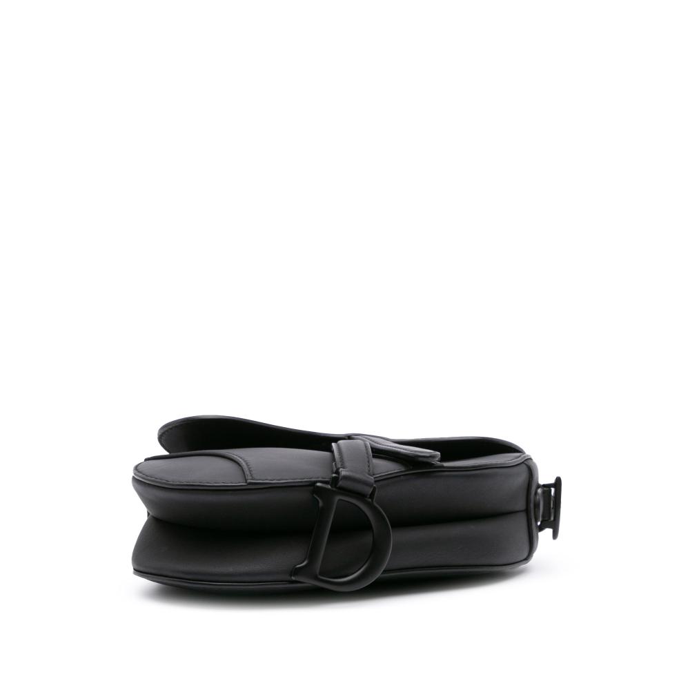 Christian Dior B Dior Black Calf Leather Mini Ultra Matte skin Saddle Bag Italy
