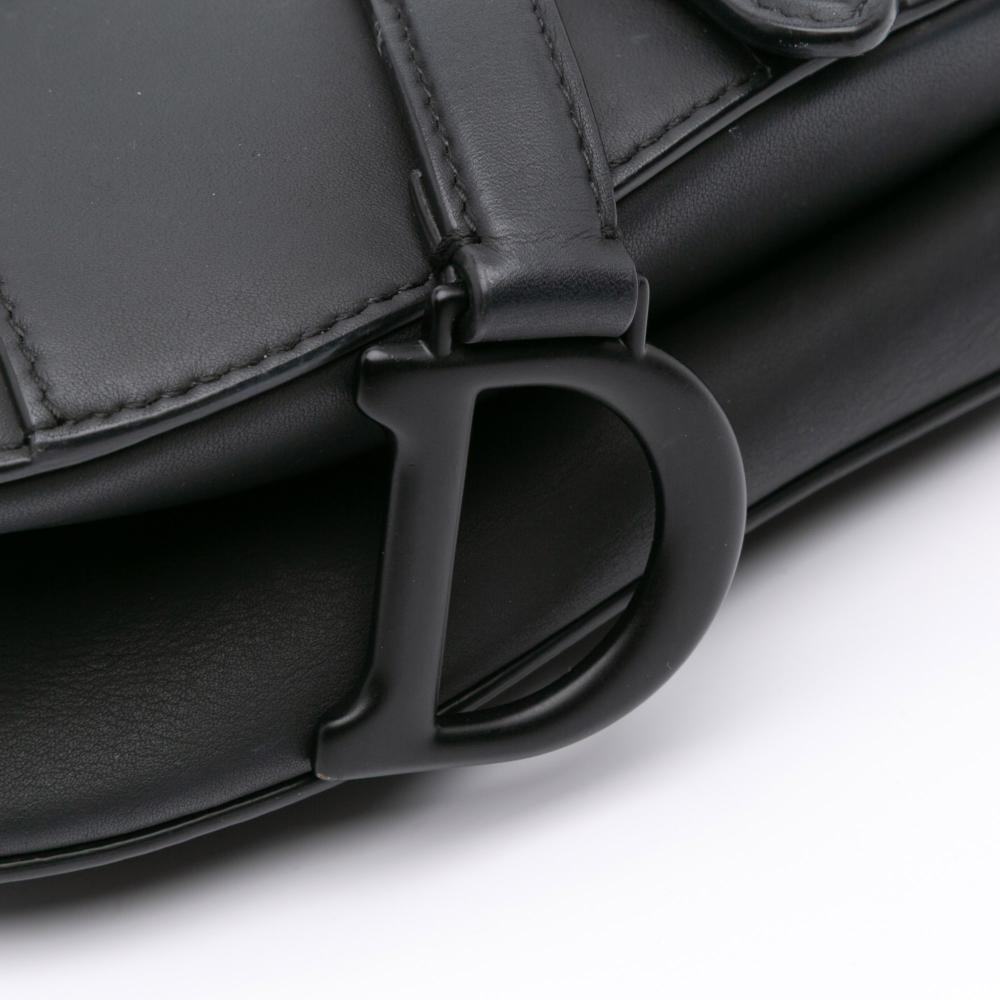Christian Dior B Dior Black Calf Leather Mini Ultra Matte skin Saddle Bag Italy