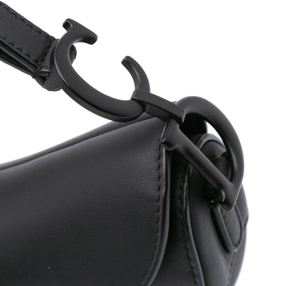 Christian Dior B Dior Black Calf Leather Mini Ultra Matte skin Saddle Bag Italy