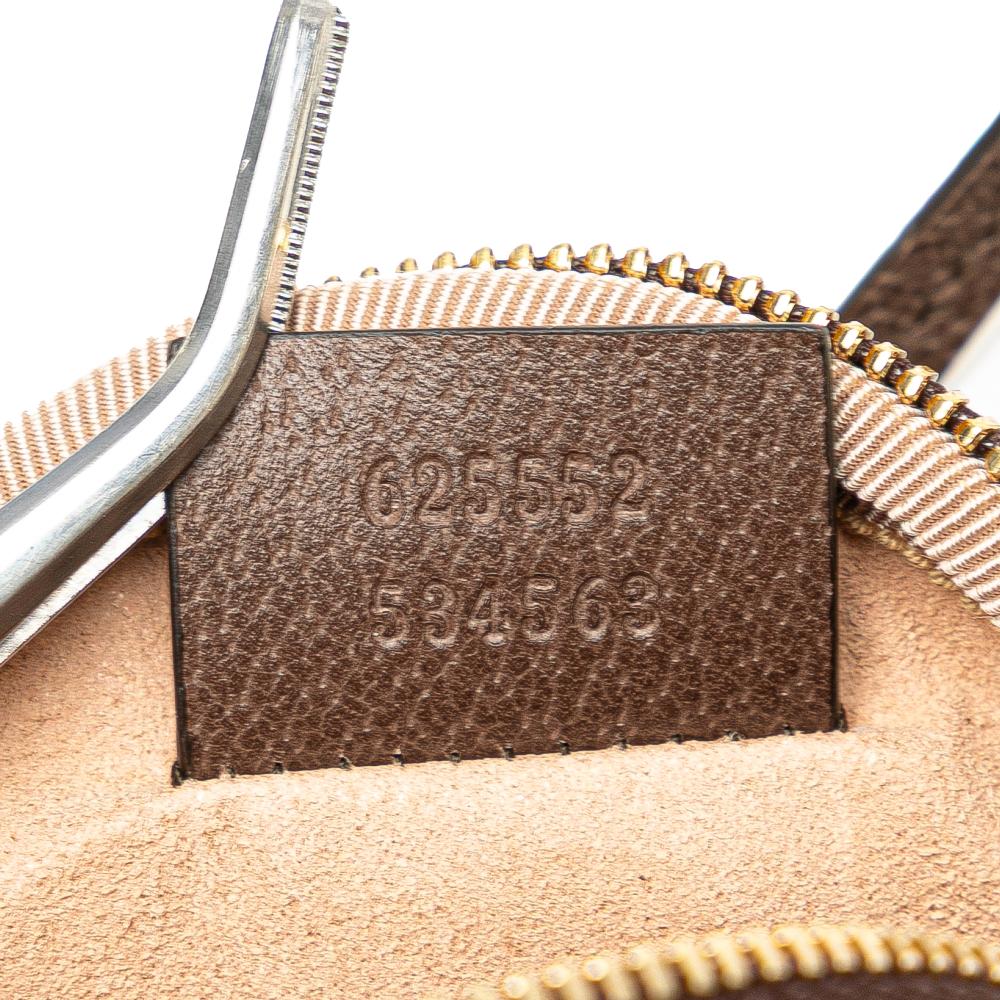 Gucci AB Gucci Brown Beige Coated Canvas Fabric Mini GG Supreme Ophidia Round Neck Pouch Italy