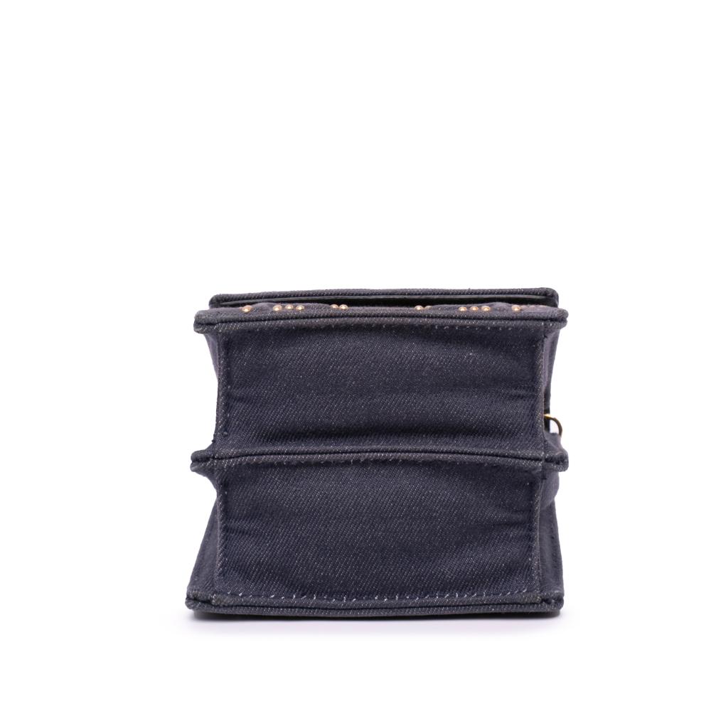 Christian Dior B Dior Gray Dark Gray Denim Fabric Studded Vertical Diorama Crossbody Italy