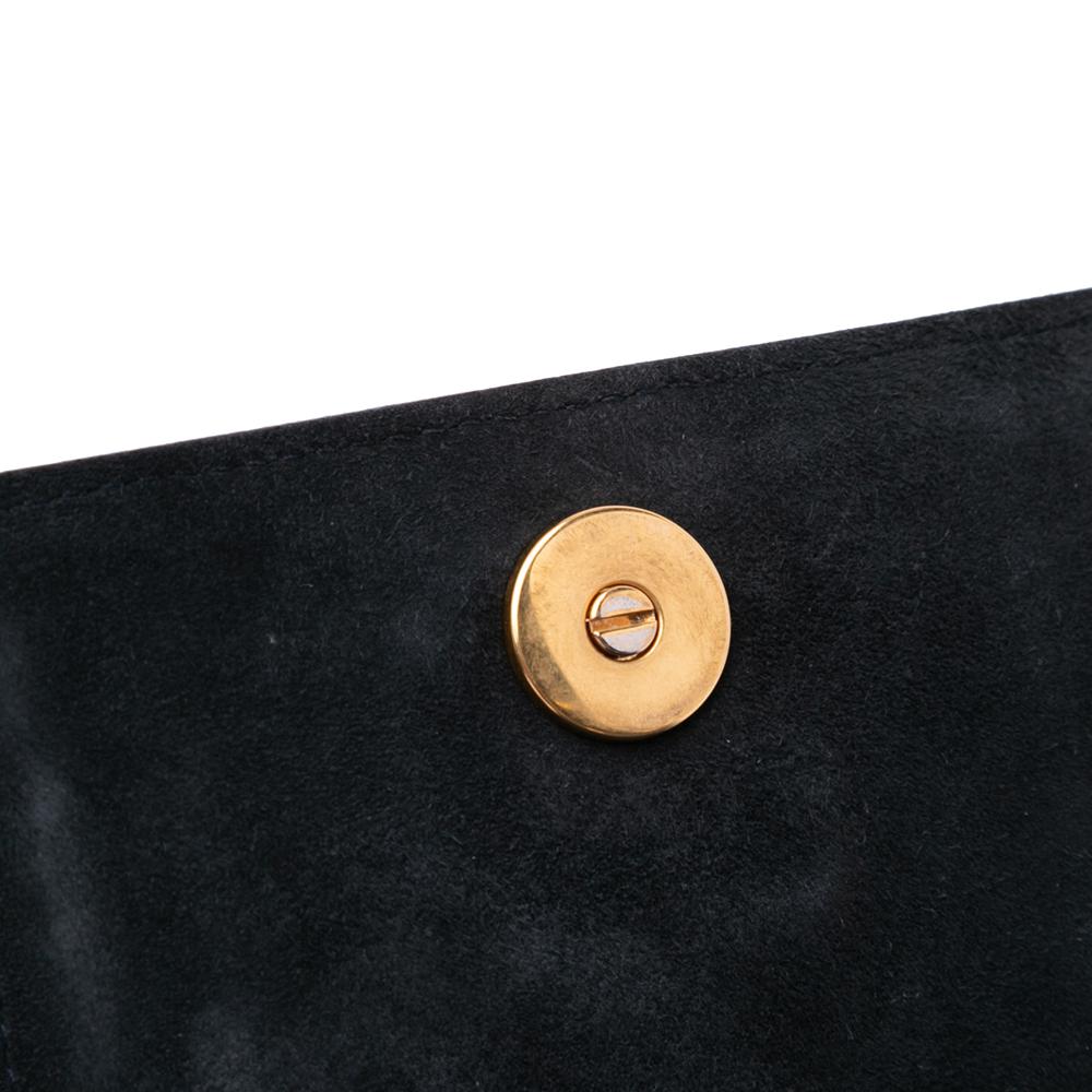 Christian Dior B Dior Gray Dark Gray Denim Fabric Studded Vertical Diorama Crossbody Italy