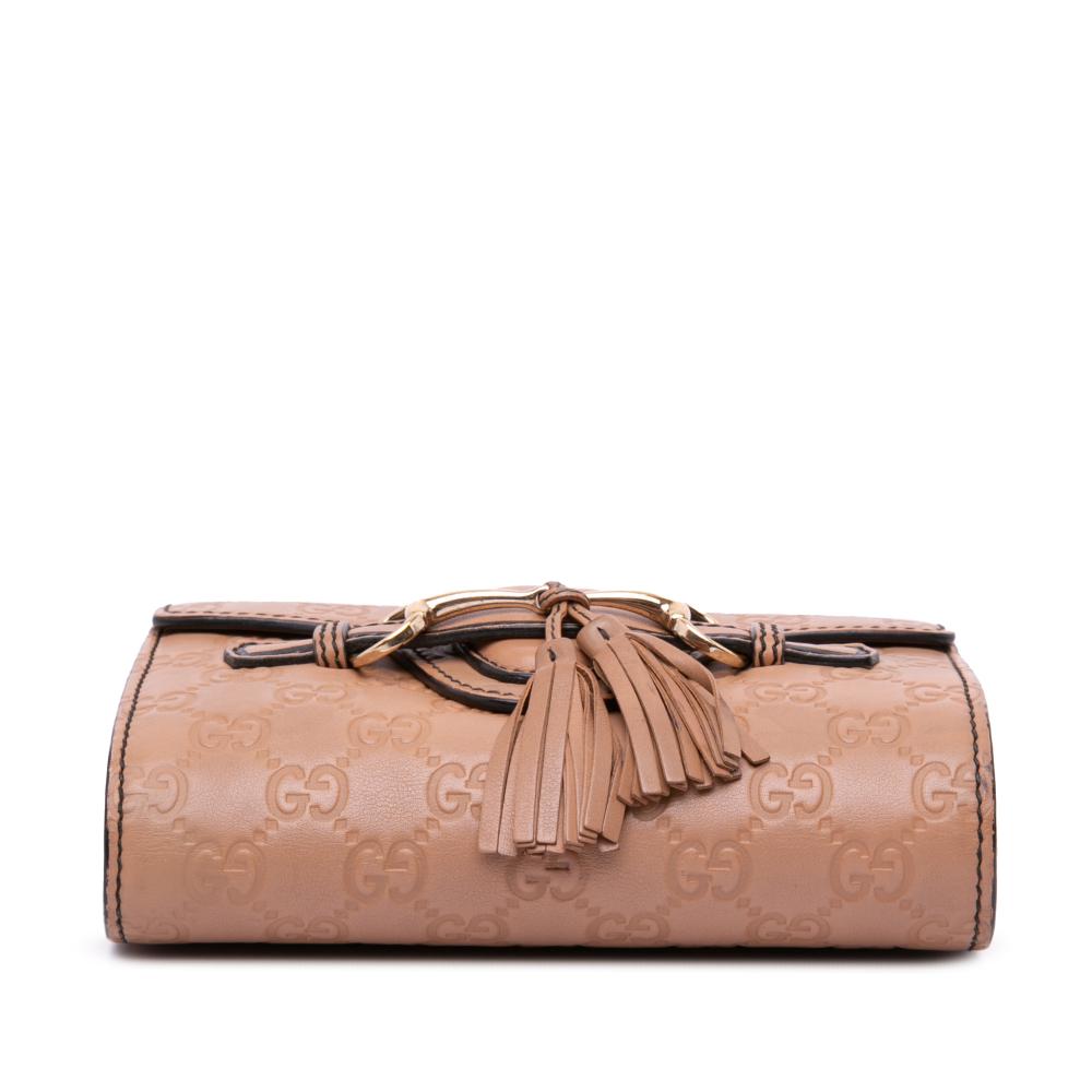 Gucci B Gucci Brown Calf Leather Mini Guccissima Emily Crossbody Italy