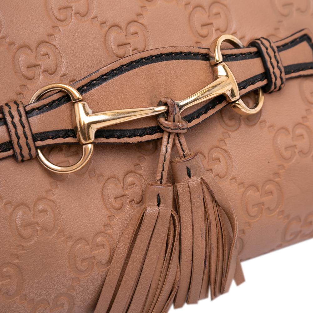 Gucci B Gucci Brown Calf Leather Mini Guccissima Emily Crossbody Italy