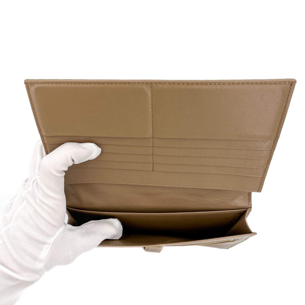 Celine Long Flap Wallet Grained Calfskin Leather Beige