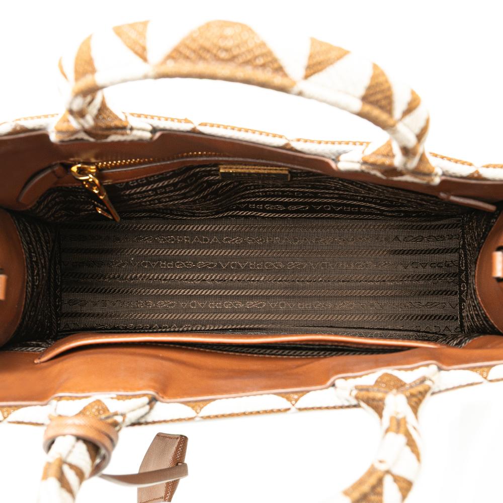 Prada B Prada Brown Canvas Fabric Small Symbole Triangolo Satchel Italy