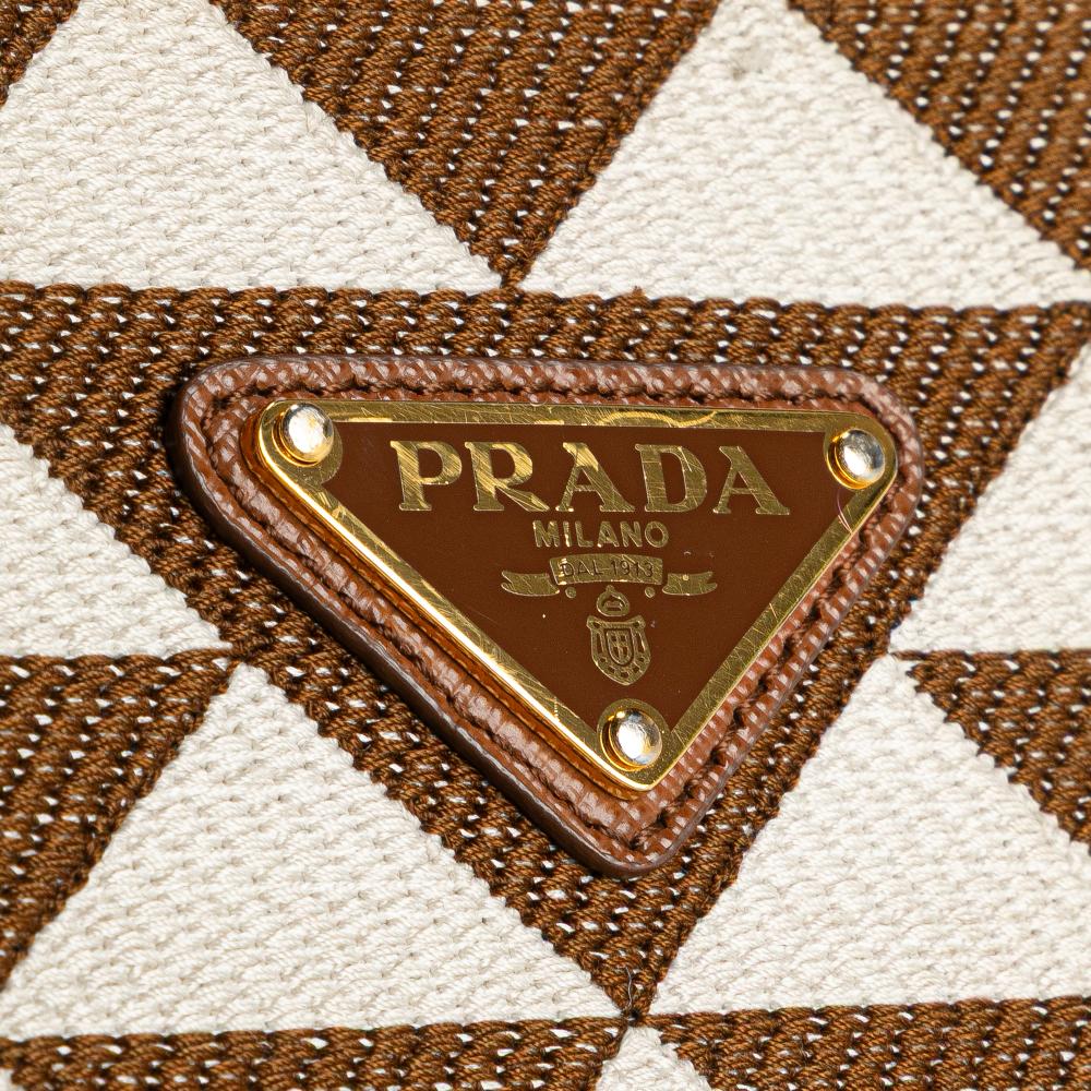 Prada B Prada Brown Canvas Fabric Small Symbole Triangolo Satchel Italy