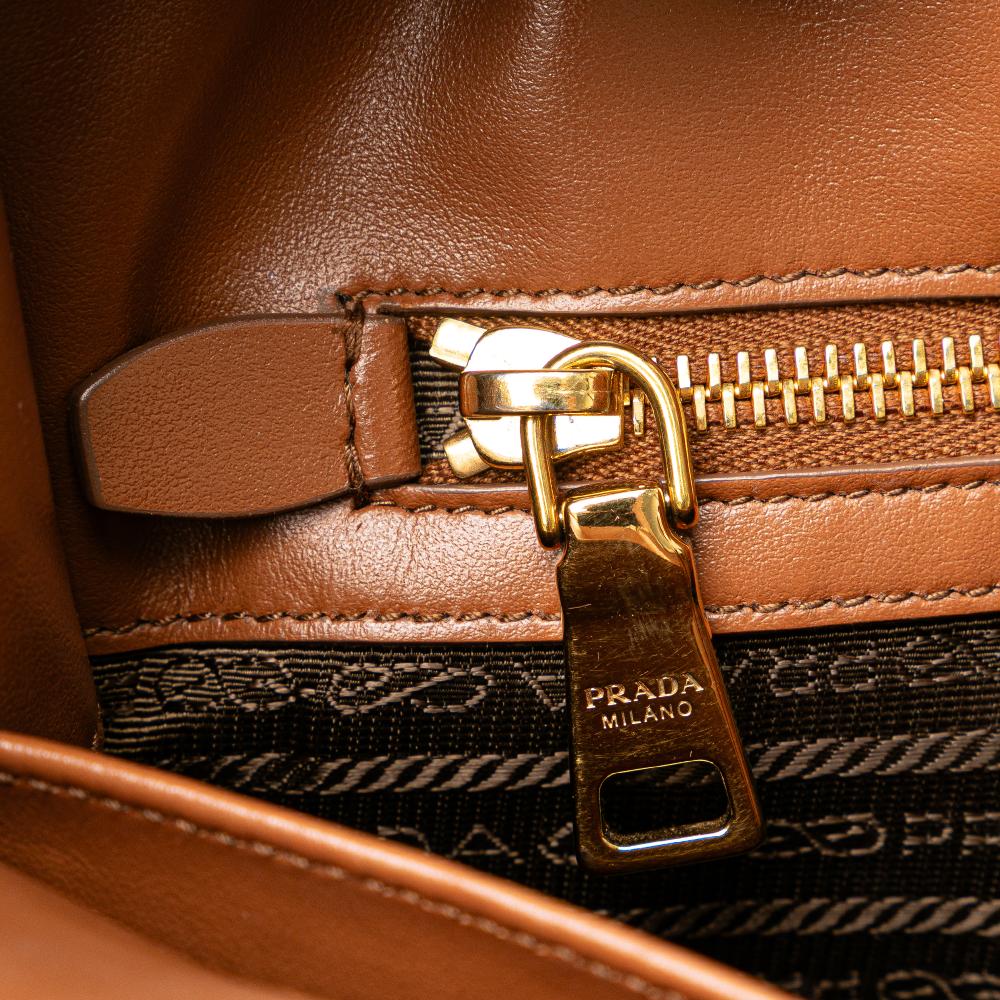 Prada B Prada Brown Canvas Fabric Small Symbole Triangolo Satchel Italy