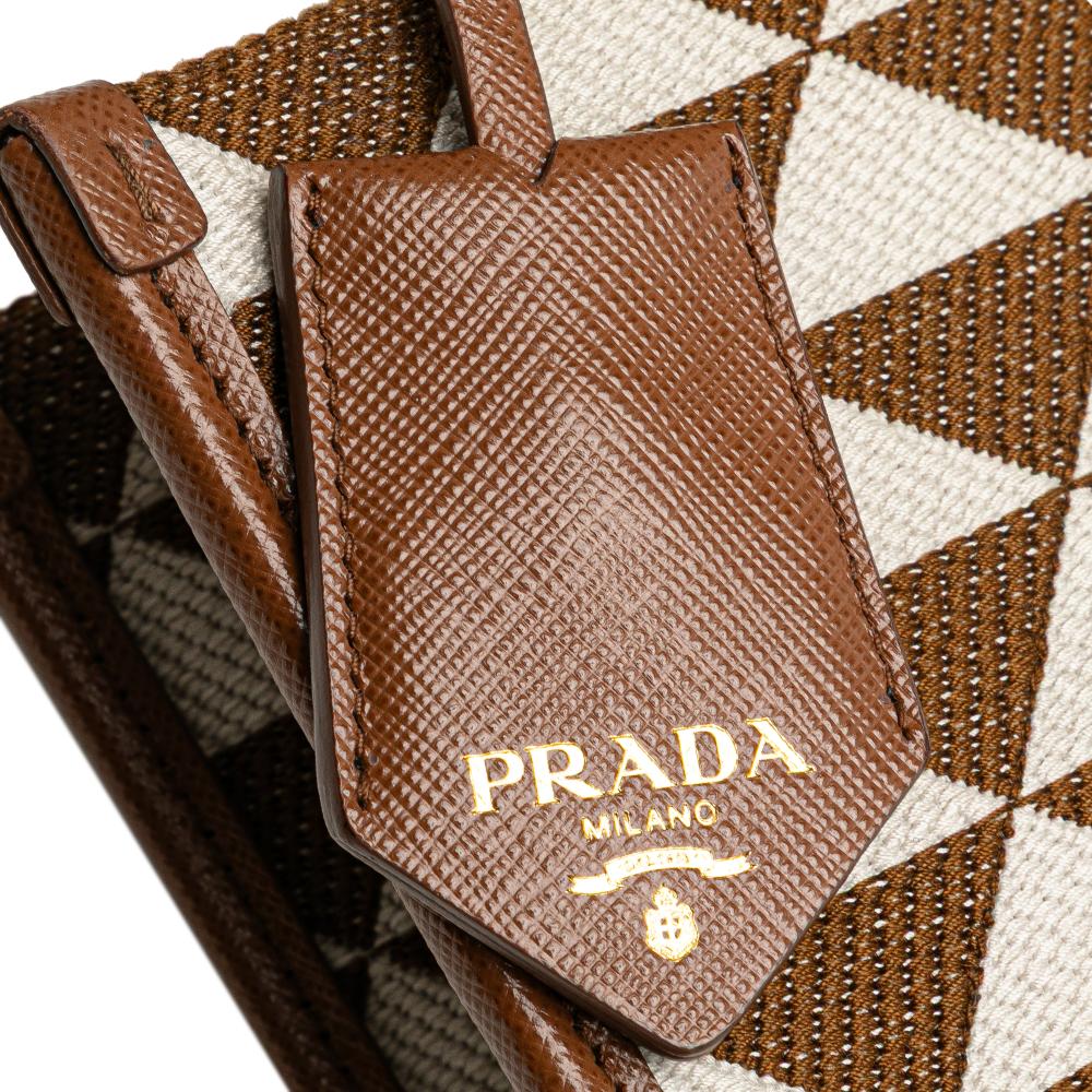 Prada B Prada Brown Canvas Fabric Small Symbole Triangolo Satchel Italy