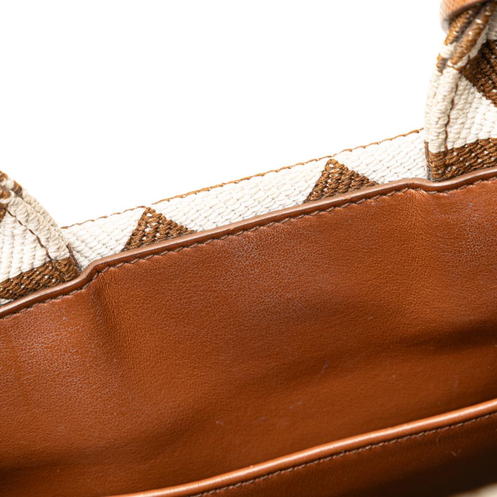 Prada B Prada Brown Canvas Fabric Small Symbole Triangolo Satchel Italy