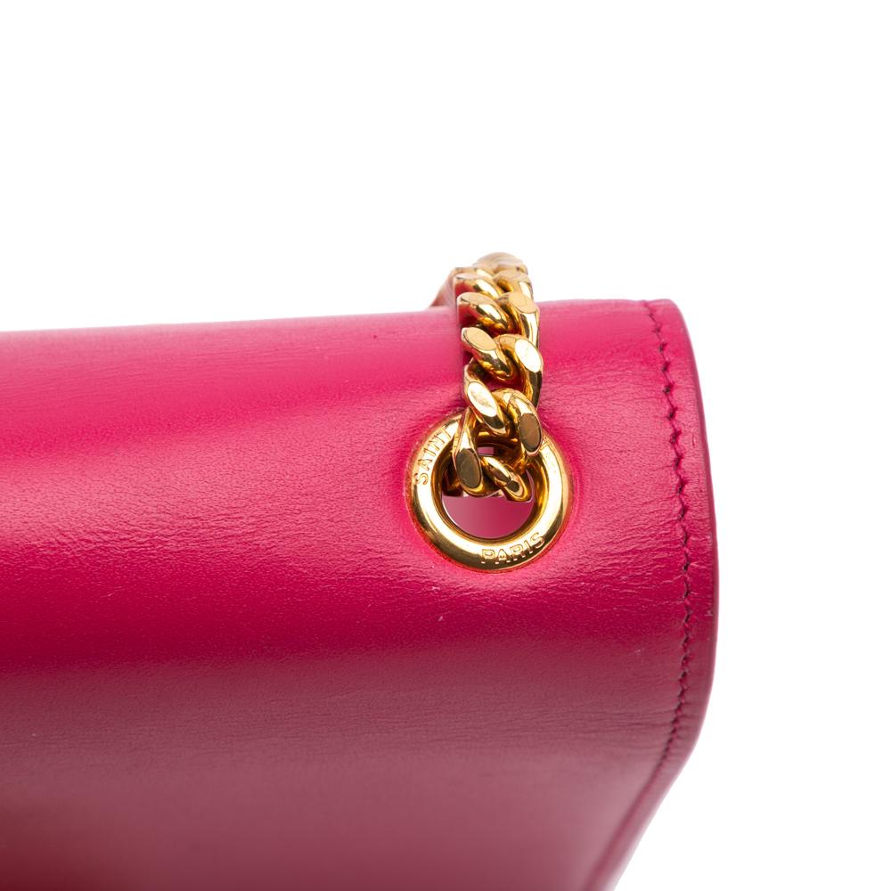Saint Laurent Pink Medium Smooth Calfskin Classic Monogram Kate Tassel Crossbody Italy