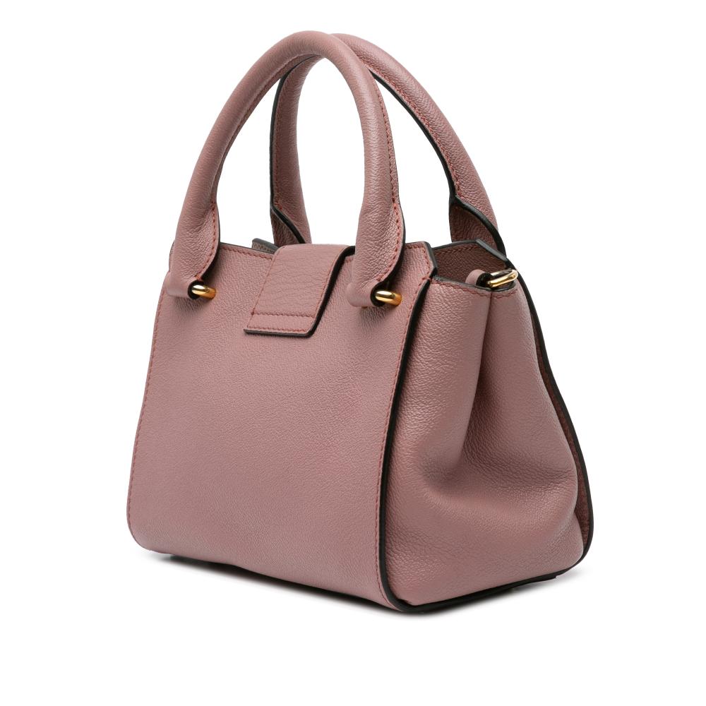 Burberry B Burberry Pink Calf Leather Small Grained Buckle Tote Italy