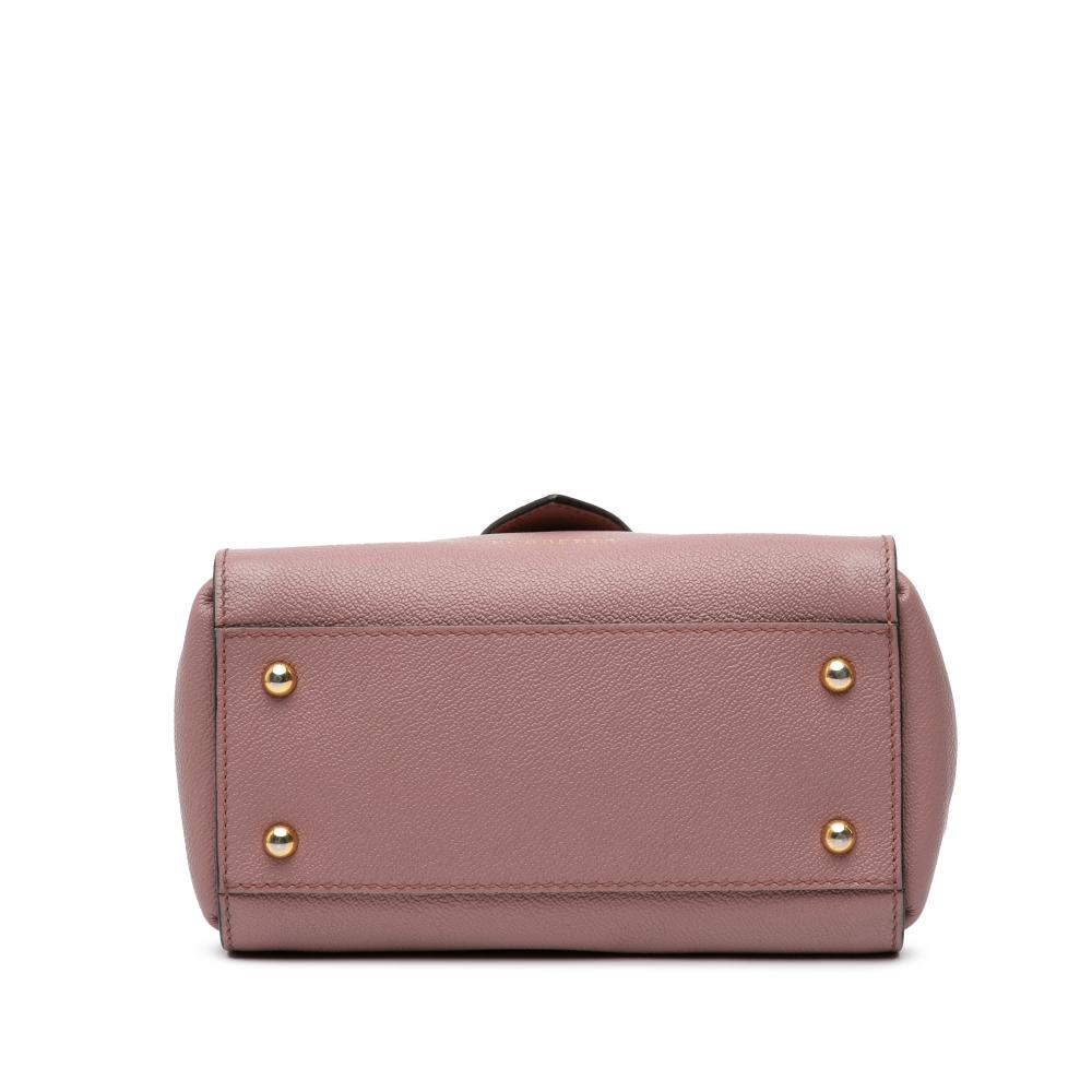 Burberry B Burberry Pink Calf Leather Small Grained Buckle Tote Italy
