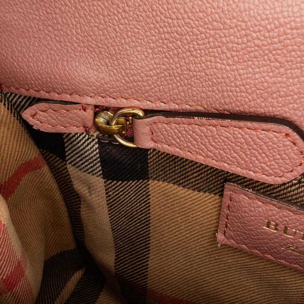 Burberry B Burberry Pink Calf Leather Small Grained Buckle Tote Italy