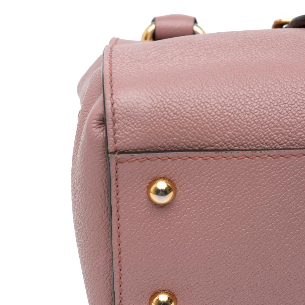 Burberry B Burberry Pink Calf Leather Small Grained Buckle Tote Italy