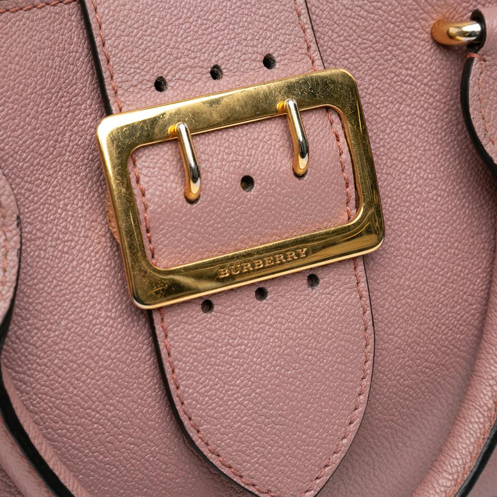 Burberry B Burberry Pink Calf Leather Small Grained Buckle Tote Italy