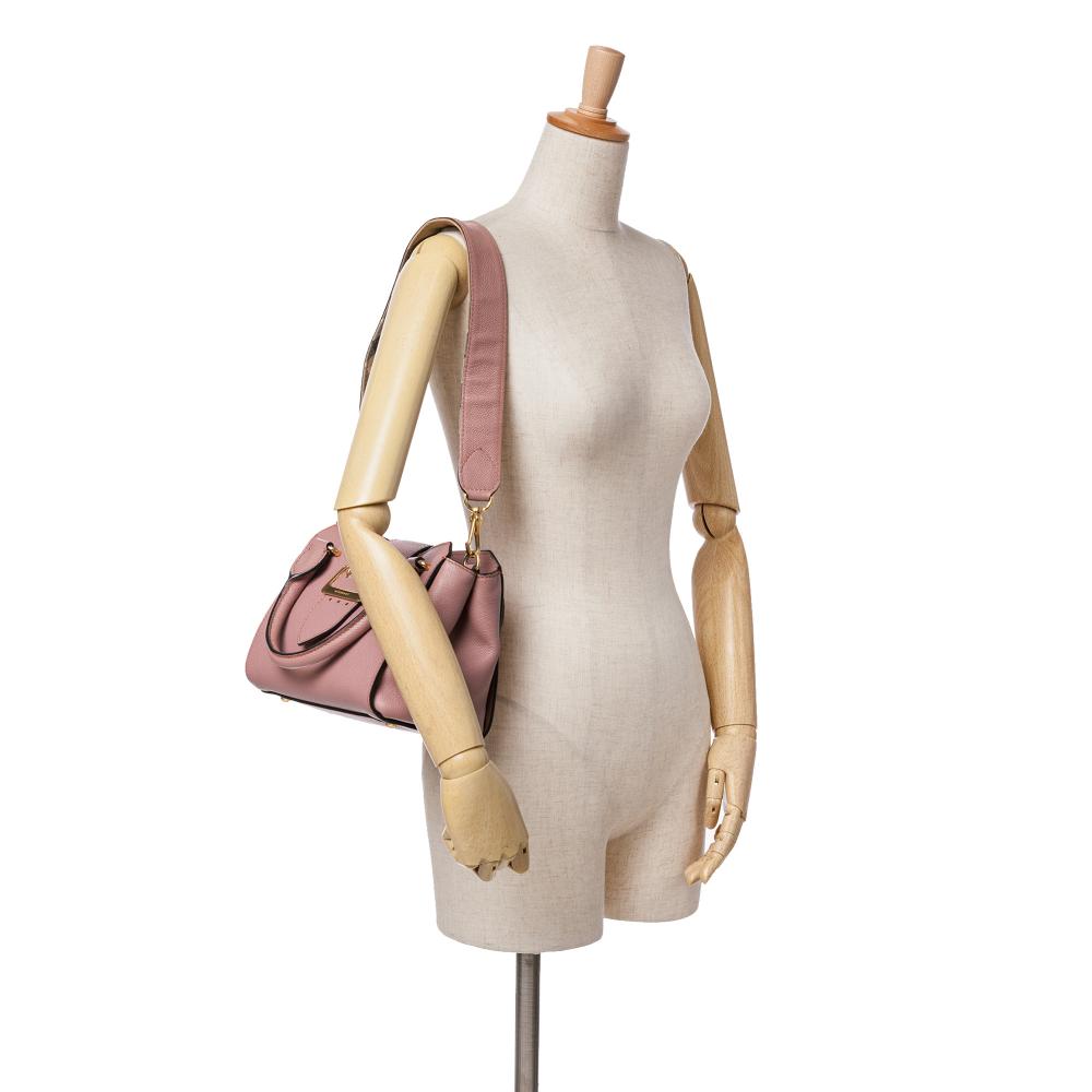 Burberry B Burberry Pink Calf Leather Small Grained Buckle Tote Italy