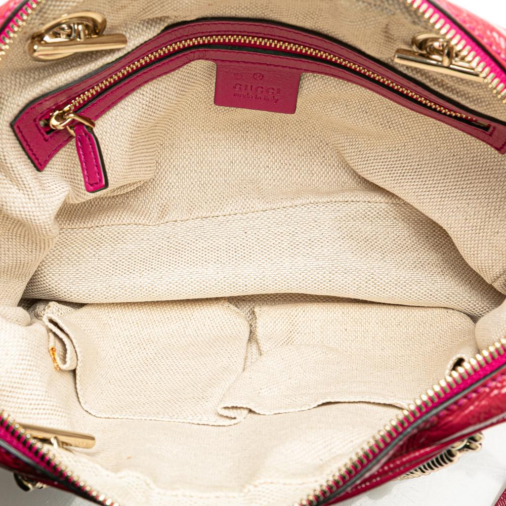 Gucci AB Gucci Pink Dark Pink Patent Leather Leather Patent Soho Chain Zip Shoulder Bag Italy