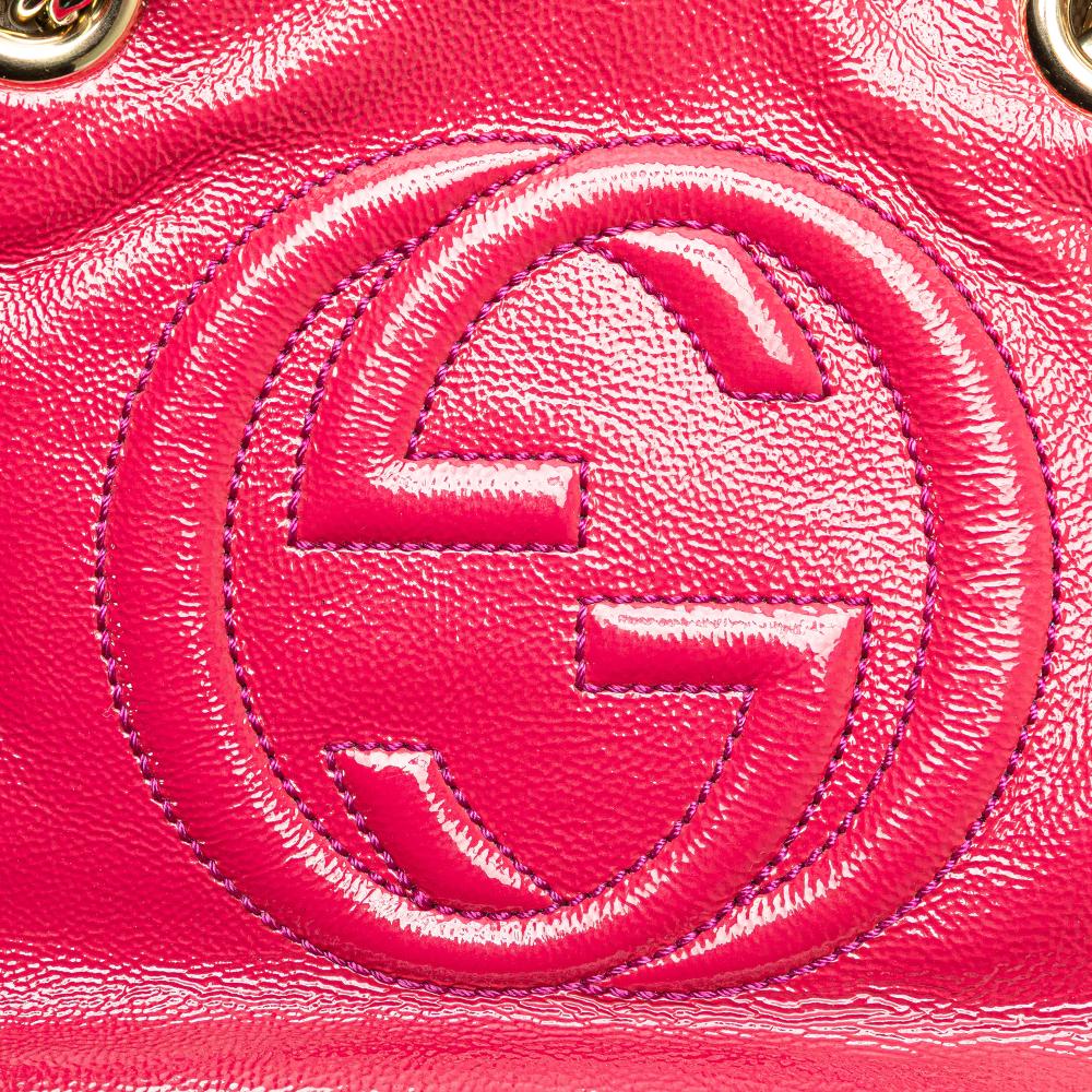 Gucci AB Gucci Pink Dark Pink Patent Leather Leather Patent Soho Chain Zip Shoulder Bag Italy