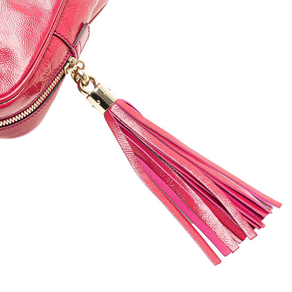 Gucci AB Gucci Pink Dark Pink Patent Leather Leather Patent Soho Chain Zip Shoulder Bag Italy