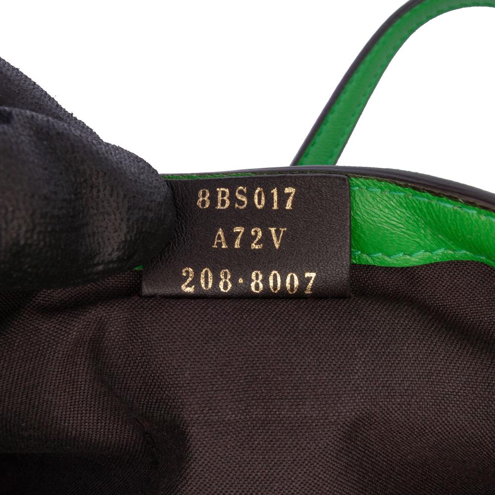 Fendi B Fendi Green Lime Calf Leather Mini Zucca Embossed Baguette Satchel Italy